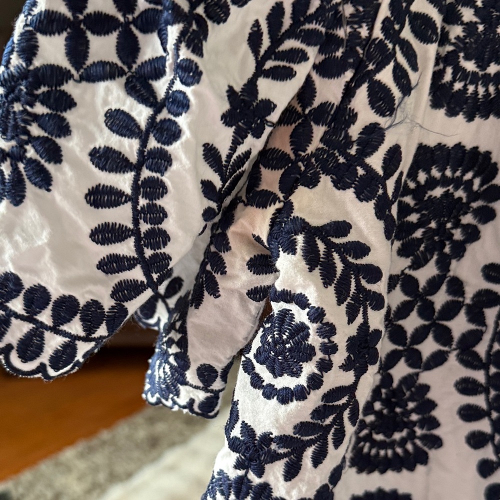 Entro Navy and White embroidered off the shoulder Dress - Picture 8 of 8